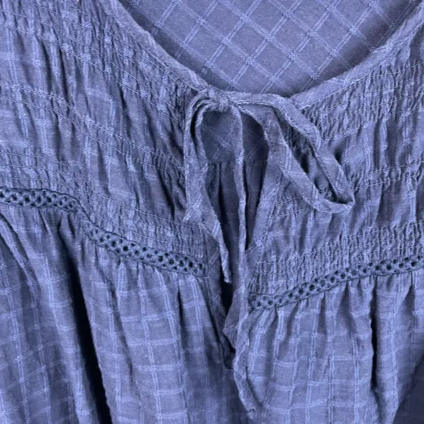 Torrid Smocked Yoke Top Size 4X Navy Blue Peplum Short Flutter Sleeves Cotton - Image 7