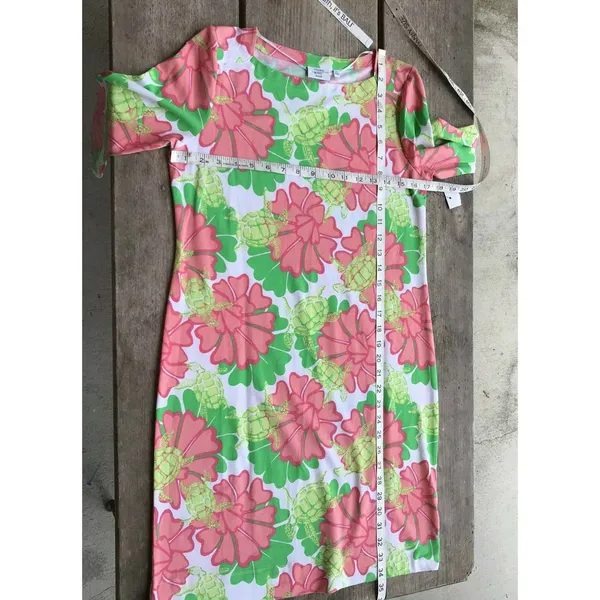 crown & ivy Womens Dress Size XS Pink Green White Sea‎ Turtles Flowers Beach NEW - Image 6