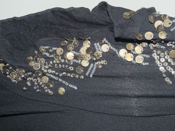Free People black beaded V-neck dress - Image 3