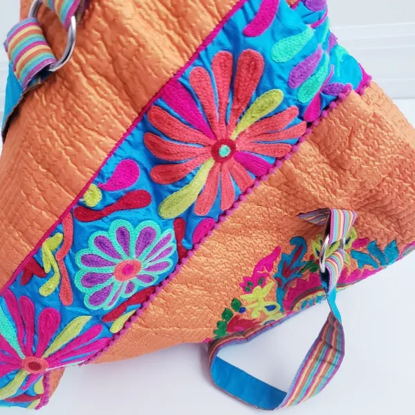 Karma Living Embroidered Bohemian Floral Plush Sholder Bag - Image 5