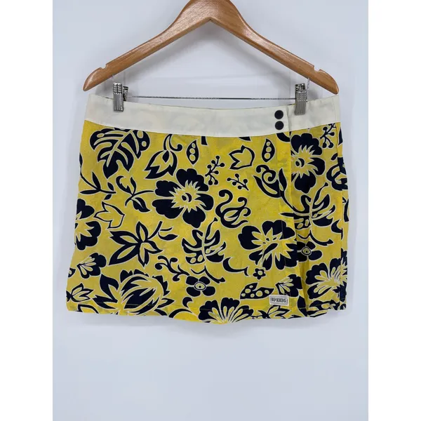 Speedo Swim Skirt Women XL Yellow Floral Board Skirt Hibiscus Print Vintage Y2K - Image 3