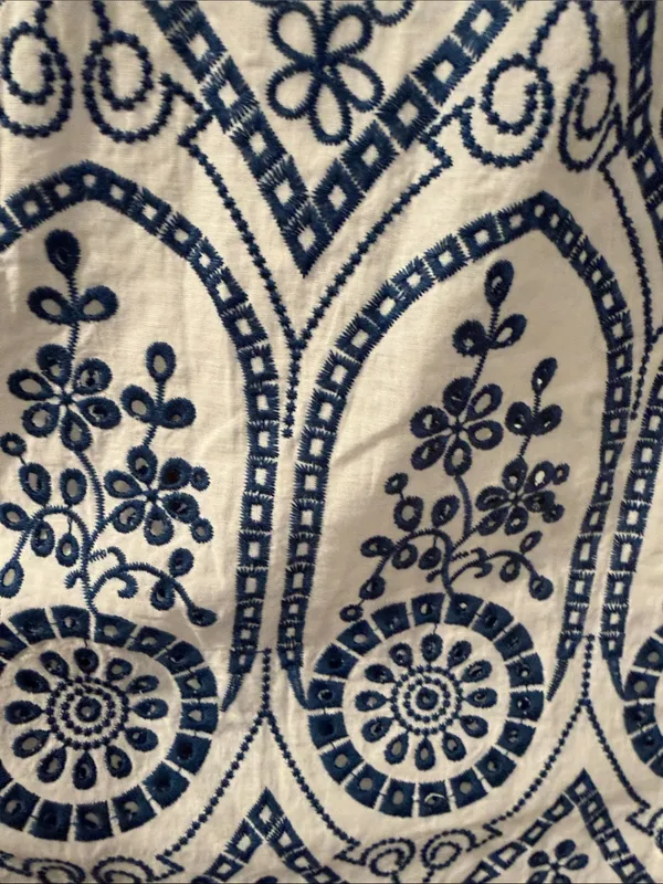 Elie Tahari Navy and White Lace-eyelet Pattern Midi‎ Dress medium - Image 3