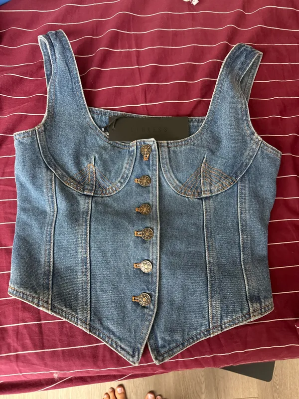 Princess Polly Denim Top Crop - Image 2