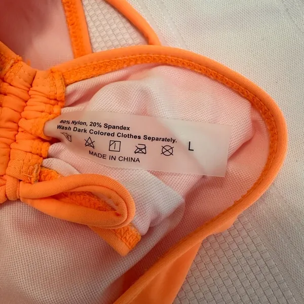 Vibrant Orange Bikini with Adjustable Tie Closures Size L - Image 4