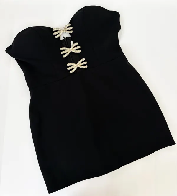 JW PEI Samantha Cutout Black Strapless Mini Dress Size 6 - Image 2