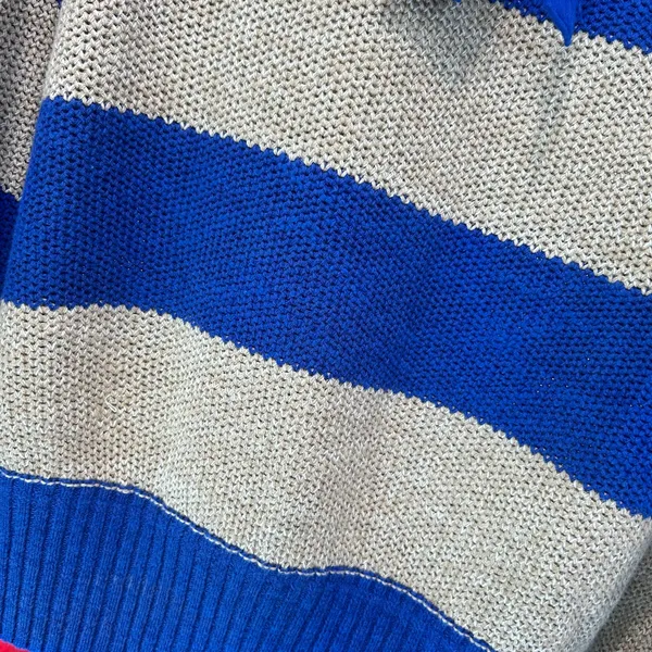 Free People Sweater Oversized Nautical Blue Beige Stripe SZ Sm Office Relaxed - Image 7