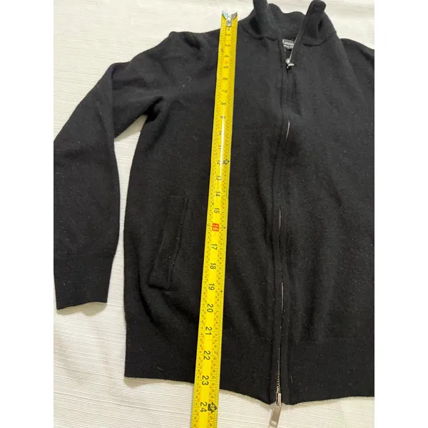 Christian Lacroix Womens Black Extrafine Merino Wool Full Zip Cardigan Sweater M - Image 2