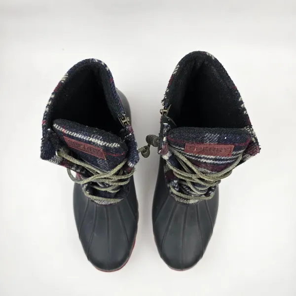 Sperry Saltwater Duck Boots Womens‎ 10 M Blue Red Wool Plaid Waterproof Rubber - Image 7