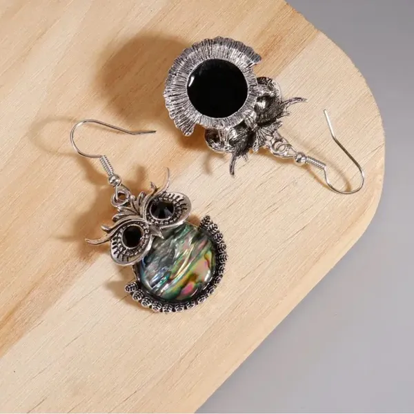925 Silver Plated Owl Earrings Rhinestone - Image 3