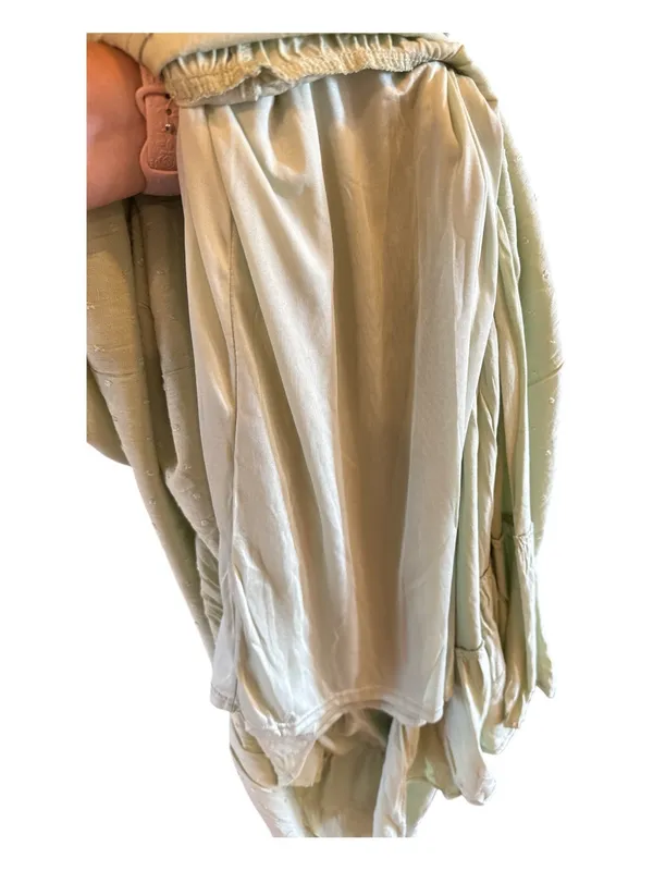 Smocked Bodice Light Sage Maxi Dress with Ruffle Sleeves - Image 5