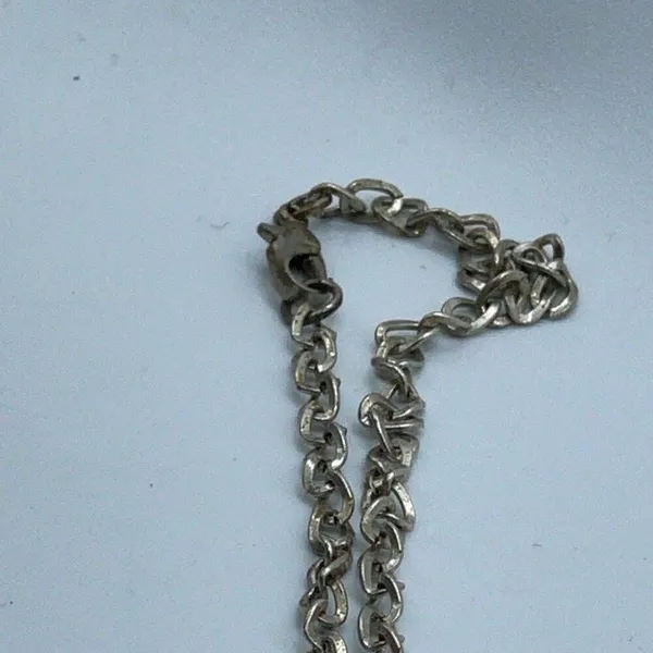 Vintage Hello Kitty outline rhinestone silvertone tone necklace - Image 5