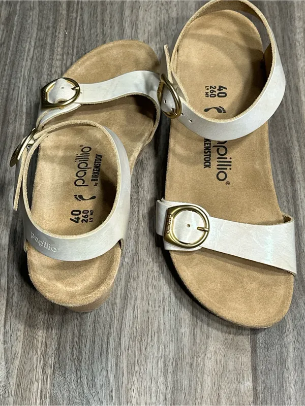 Birkenstock Papillio Cream Ankle-Strap Wedge Sandals - Image 5