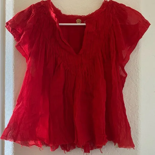 Free People One Padma Bohemian Raw Trim Top - Image 4