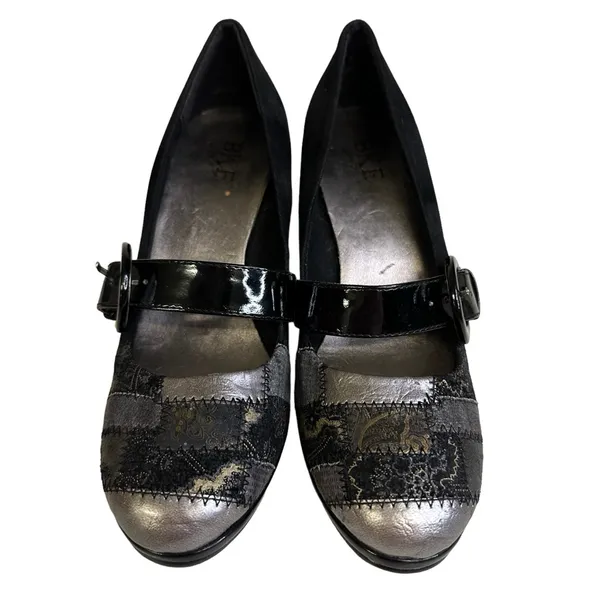 BKE Black Patent Leather Patchwork Buckle 3.5 Inch Heels Womens Shoes 8.5 - Image 10