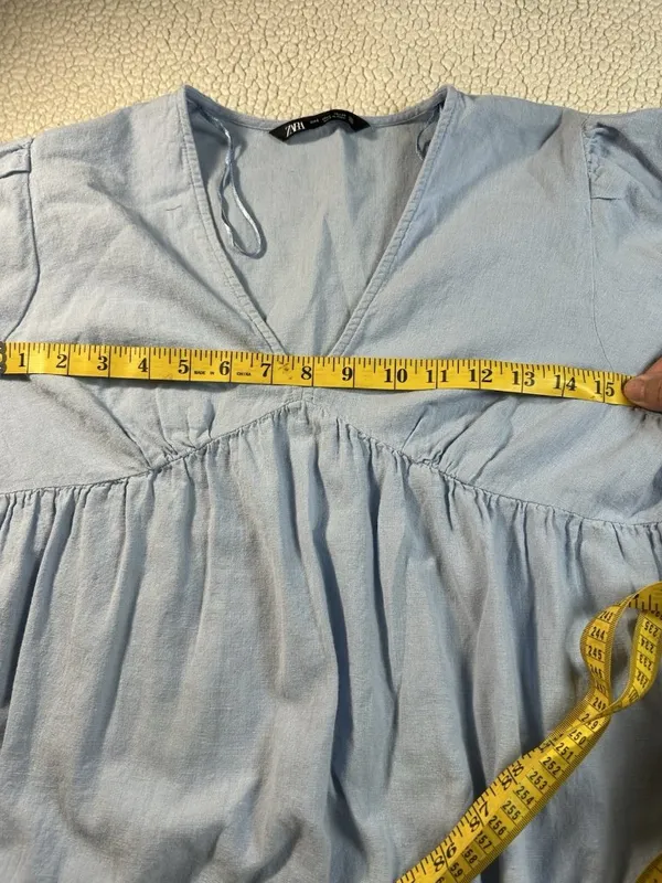 Zara Floral Embroidered Cotton Linen Dress Women’s Size S - Image 6