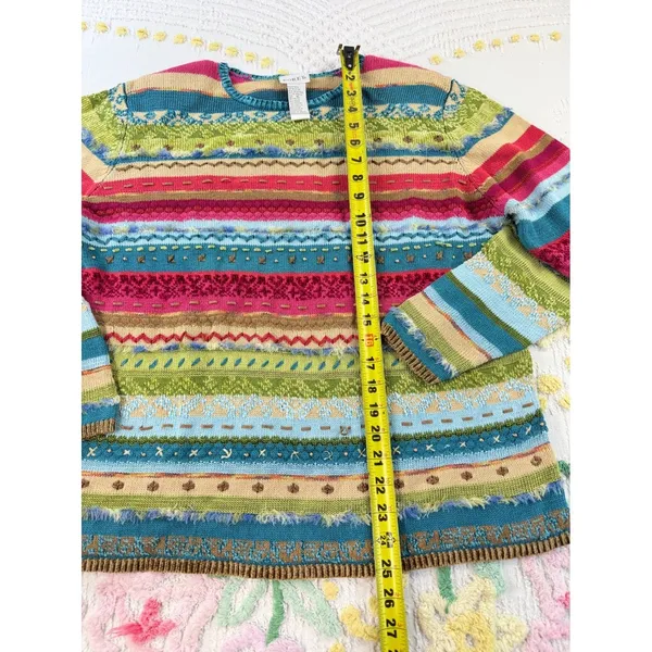 Koret Womens XL Multi-Color Striped Fair‎ Isle Eyelash Texture Knit Sweater - Image 4