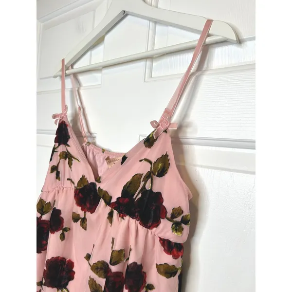 Evolutionary Rose Burnout Velvet Camisole Large Pink NEW Babydoll Top - Image 2