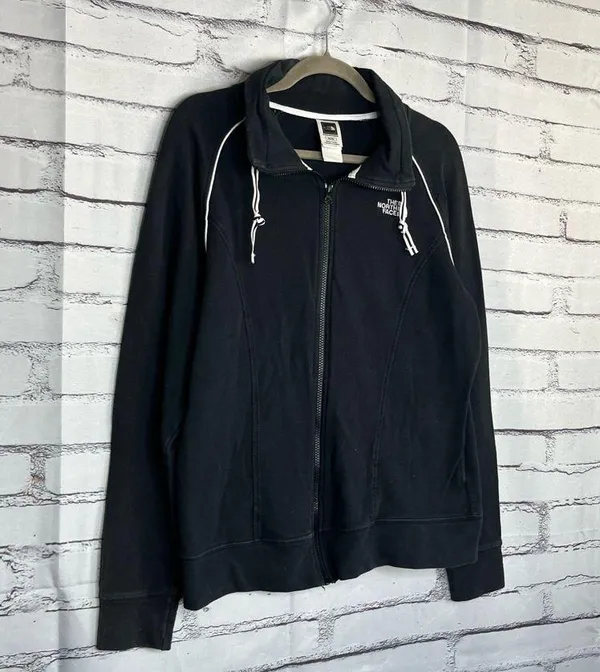 The North Face Women’s XL Fleece Softshell Full-Zip Pullover Jacket Black White - Image 2