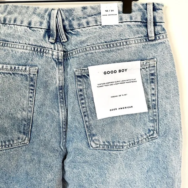 NWT Good American Good Boy Light Wash Blue Jeans - Size 12 / 31 - Image 7