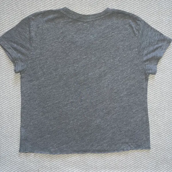 Brandy Melville Grey New York Embroidered Crop Top Tee Shirt Raw Hem OS - Image 2