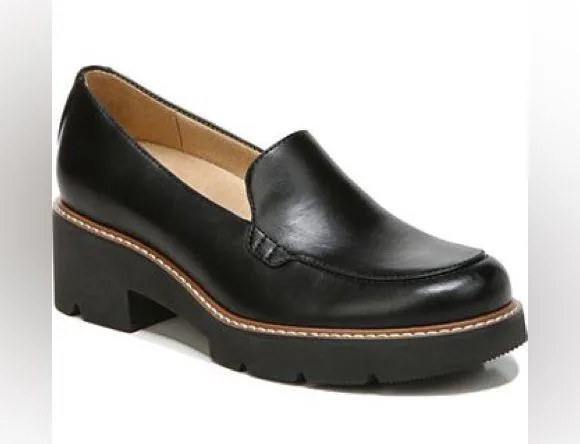 Naturalizer Cabaret Lug Sole Loafers Black Faux Leather 8 - Image 14