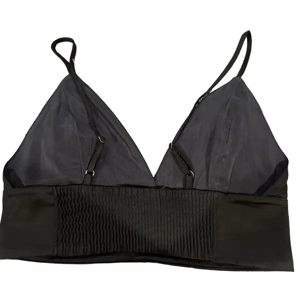 BABATON x ARITZIA SATIN BLACK GOTH ADJUSTABLE STRAP BRA TOP XXS - Image 5