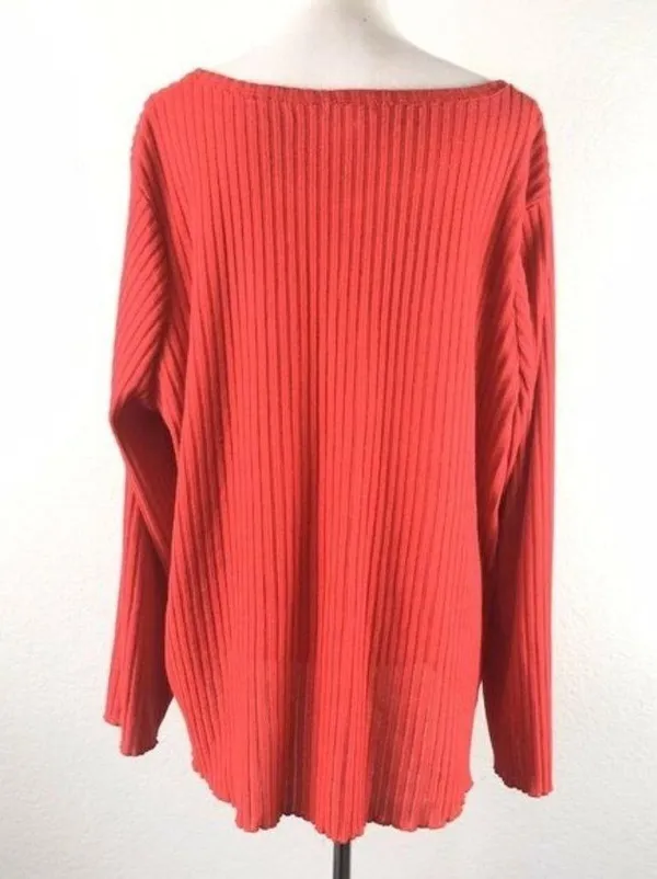 BP Rib Knit Henley Blouse Plus Size 4X Red - Image 5