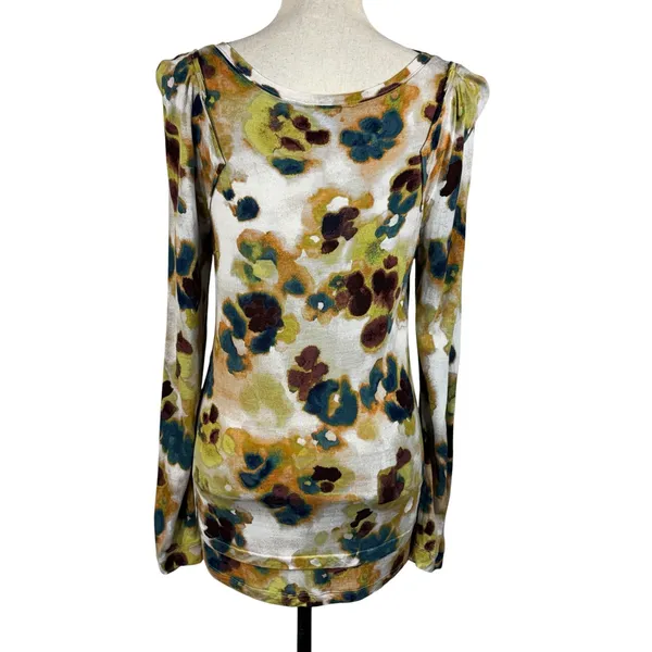 Simply Vera Vera Wang Medium Tunic Top Floral Watercolor Stretch Long Sleeves - Image 5