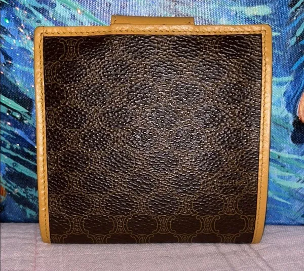 Vintage Celine Coated Canvas Monogram w Leather Accented Wallet - Image 5