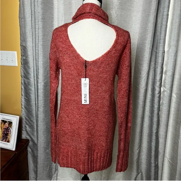 MinkPink‎ Womens Brick Red Size Large Curious Roll Neck Sweater Dress Tunic NEW - Image 14