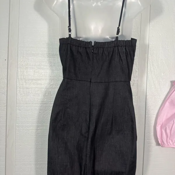 Lulus Black Denim Spaghetti Strap Dress Size Large EUC - Image 6