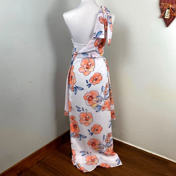 Sabo Skirt Nisha White Floral Strapless Wrap Dress XS - Image 6