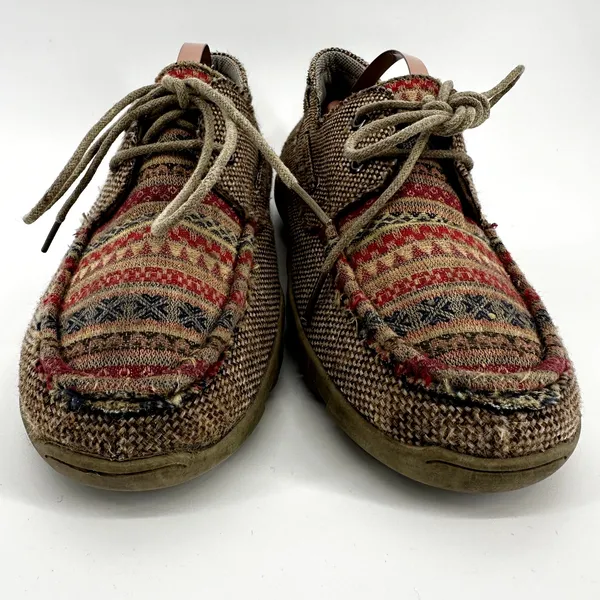Roper Driving Moccasin Fair Isle Aztec Lace Up Round Toe Leather Tan 5.5 - Image 5