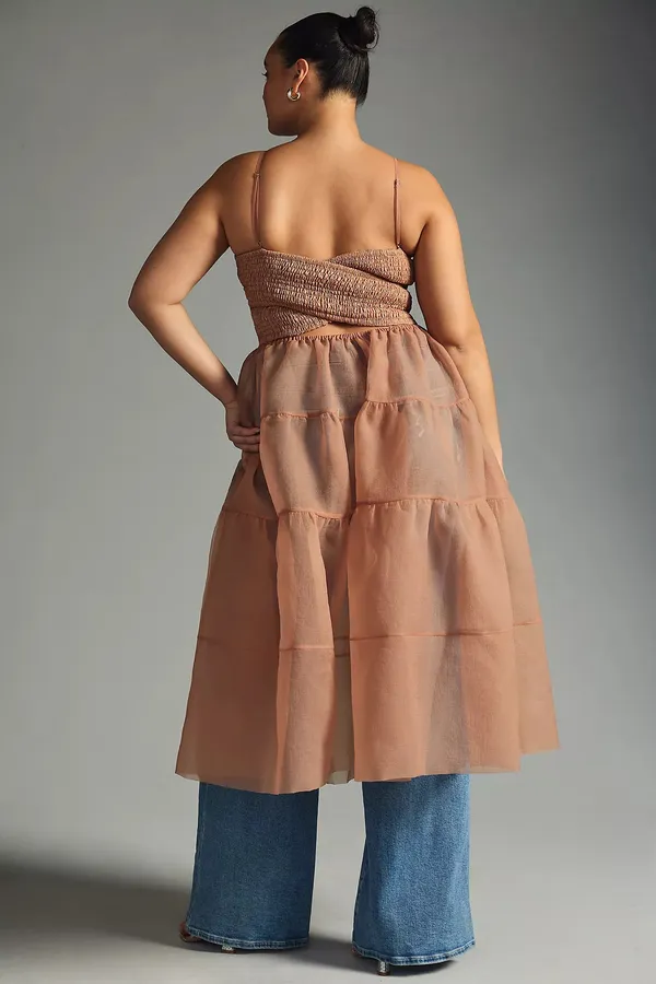 Anthropologie X OhSevenDays Tiered Sheer Midi Dress - Image 7