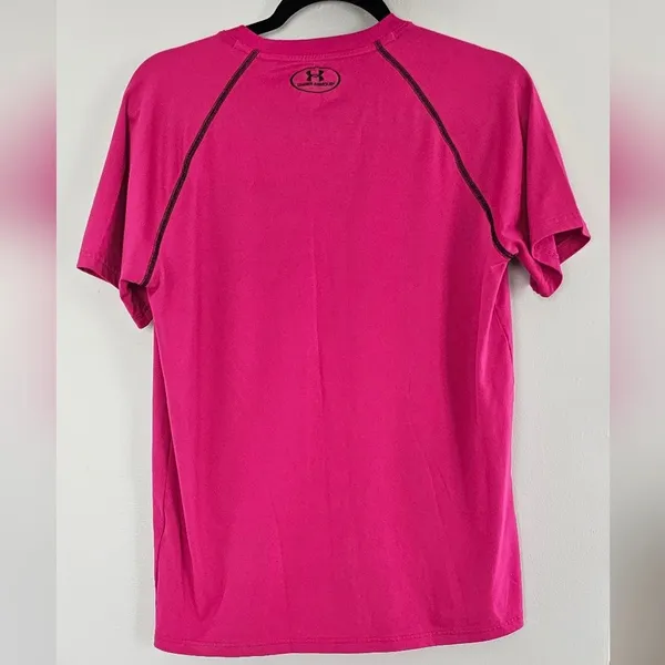 Under Armour Loose Heatgear Magenta High Neck Athletic Sports Top Size SM - Image 3