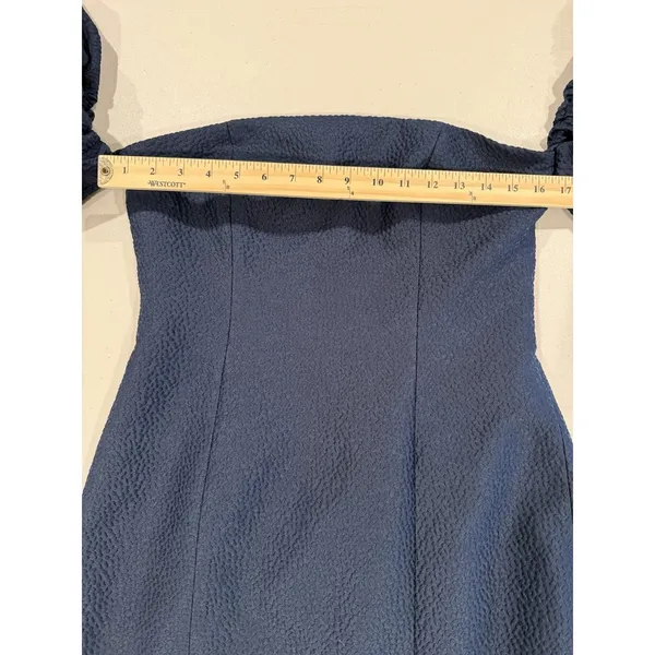 Keepsake Off Shoulder Midi Dress Medium Navy Slit Minimal Party Cocktail Travel - Image 3