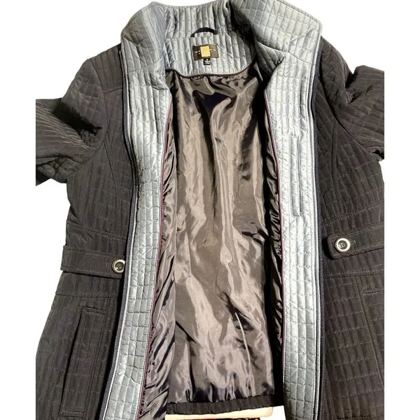 Gallery 1X Quilted Barn Coat Midnight Blue Zip Snap Jacket Plus Size - Image 8