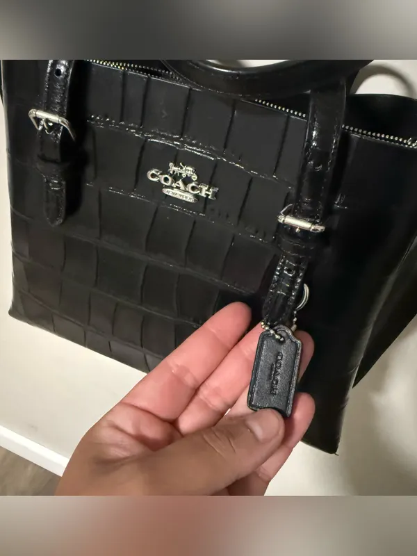COACH Black Croc Embossed Mollie Tote Bag 25 - Image 11