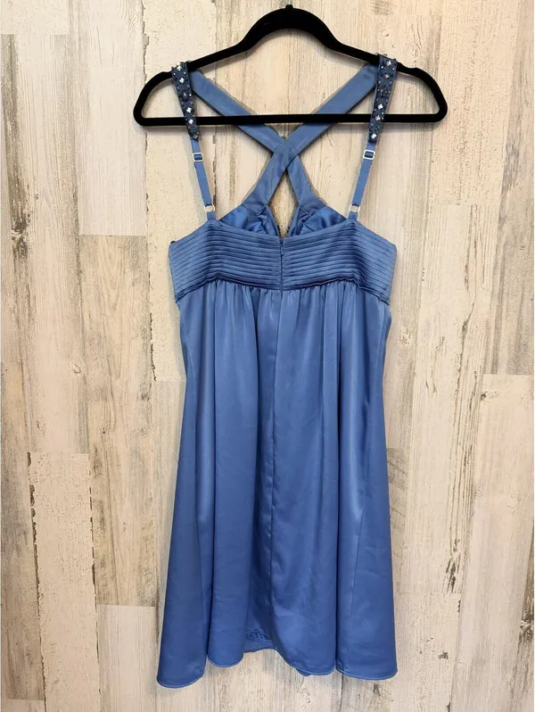 BCBGMAXAZRIA Womens 2 Blue Satin Beaded Cocktail Prom Dress - Image 7