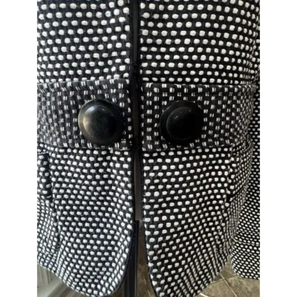 WHBM Black White Polka Dot Blazer Women's 12/14 Cotton Cropped Notch Lapel - Image 6