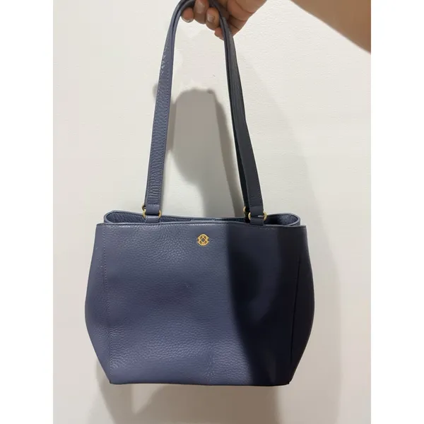 Dagne Dover Allyn Tote Ash Blue Pebbled Leather Medium‎ Laptop Shoulder Bag E - Image 2