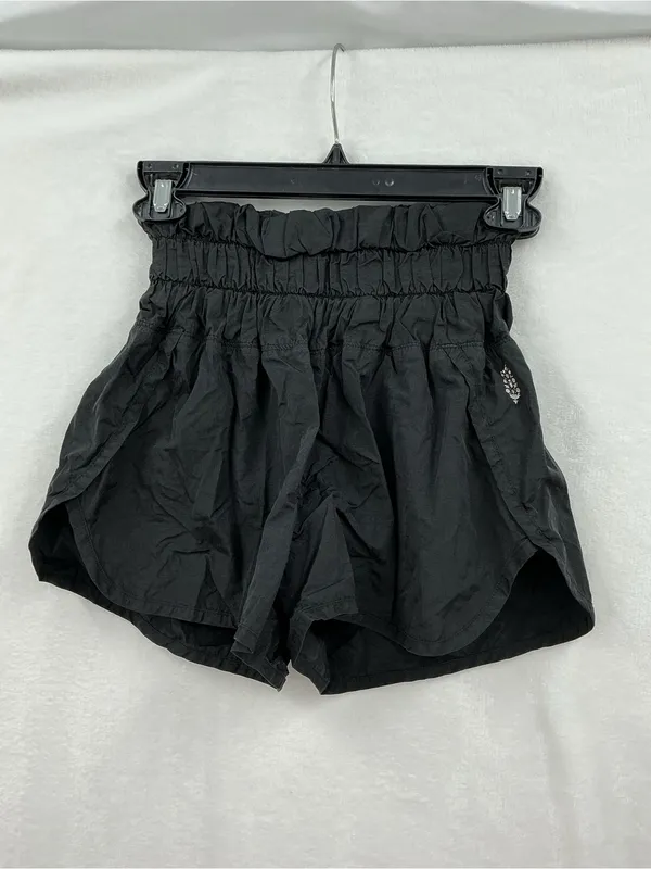 Free People Black High-Rise Ribbed Waist Athletic Shorts 1186 - Image 2