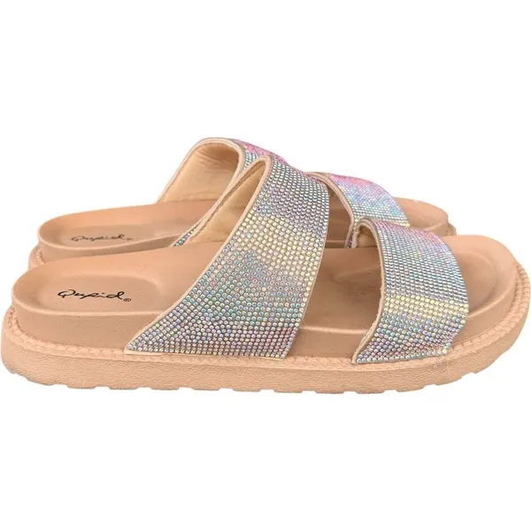 Womens Buckle Qupid Holographic Bling Chunky Slides Sandals - Sz 8 - Image 3