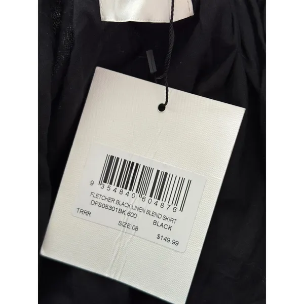 DISSH Fletcher Skirt Black Linen Blend Tiered Maxi NEW - Image 5