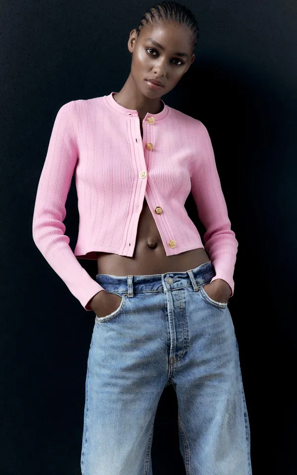 ZARA nwt ribbed knitted button up cardigan sweater top - Image 7