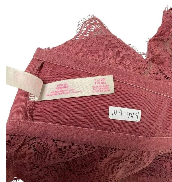 Victorias Secret Pink Women Size Small Bralette Push Up Bra Rose Pink 10A-744P - Image 9