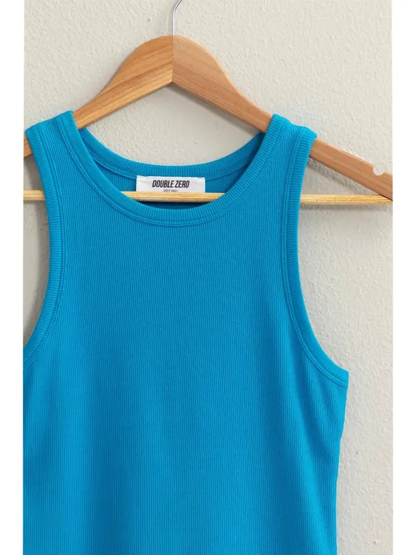 NWT Double Zero Ribbed Fitted Tank Blue Size Small - Image 2