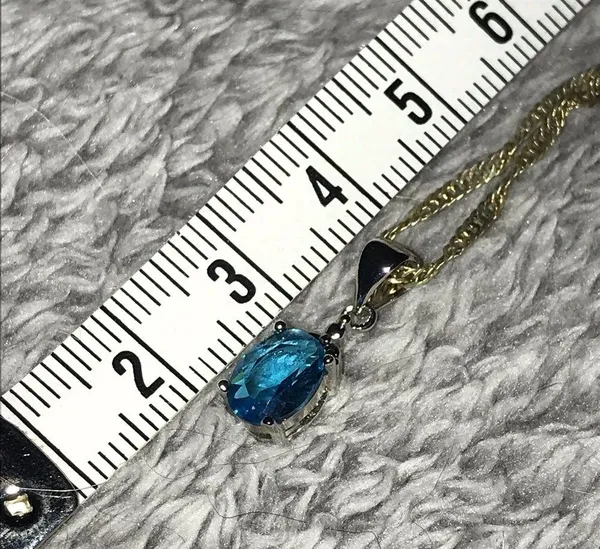 Sterling Silver Necklace with Blue Pendant - Image 5