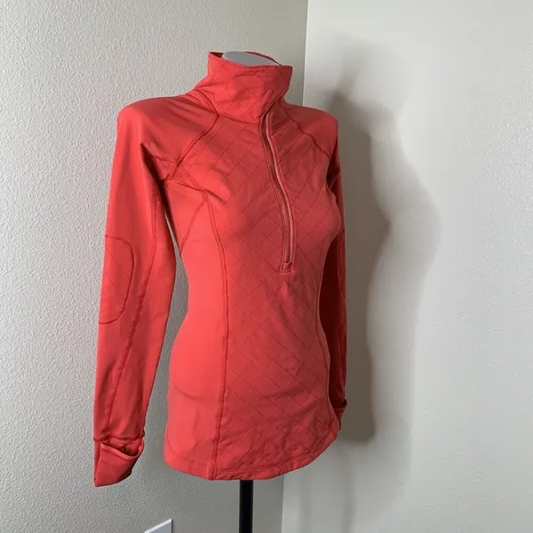 Lululemon Toasty Tech Quilted Elbow Love Red Coral 1/2 Zip Jacket Coat Sz 2 - Image 13