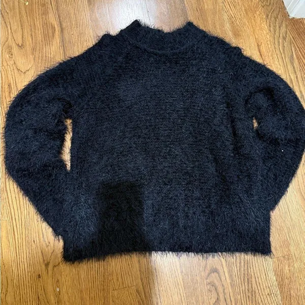 Cozy Black Fuzzy Sweater size S - Image 2